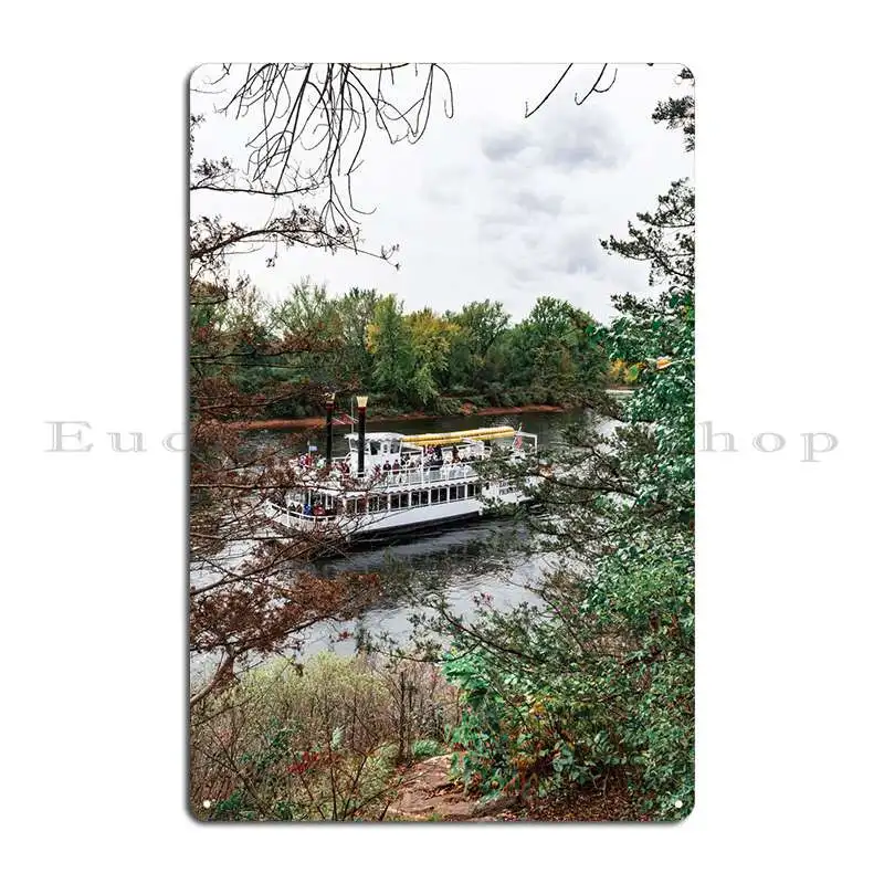 Riverboat In Autumn Metal Plaque Poster Design Decoration Kitchen Printing Garage Tin Sign Poster