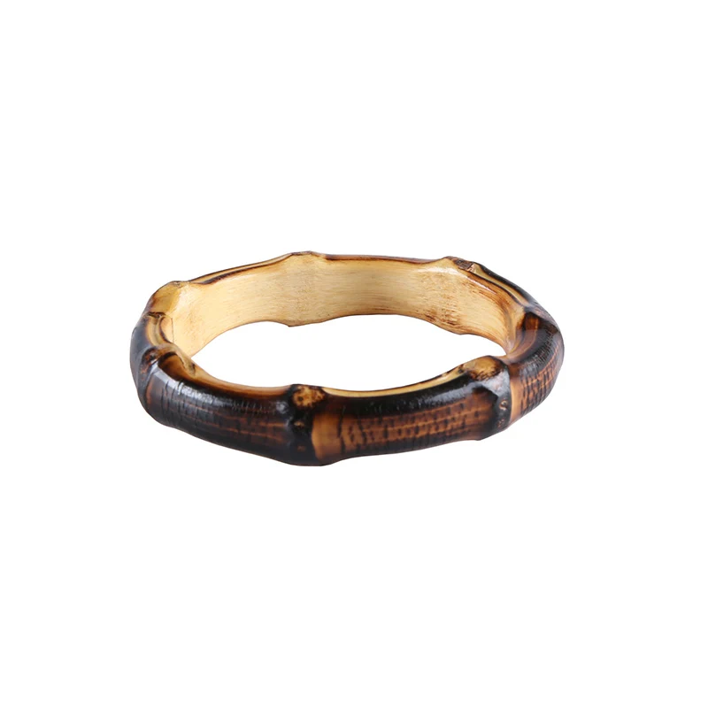 Nilerun Vintage Unique Handmade Rattan Wood Thick Real Natural Bamboo Root Bangle Unisex Bracelet for Couples Men and Women