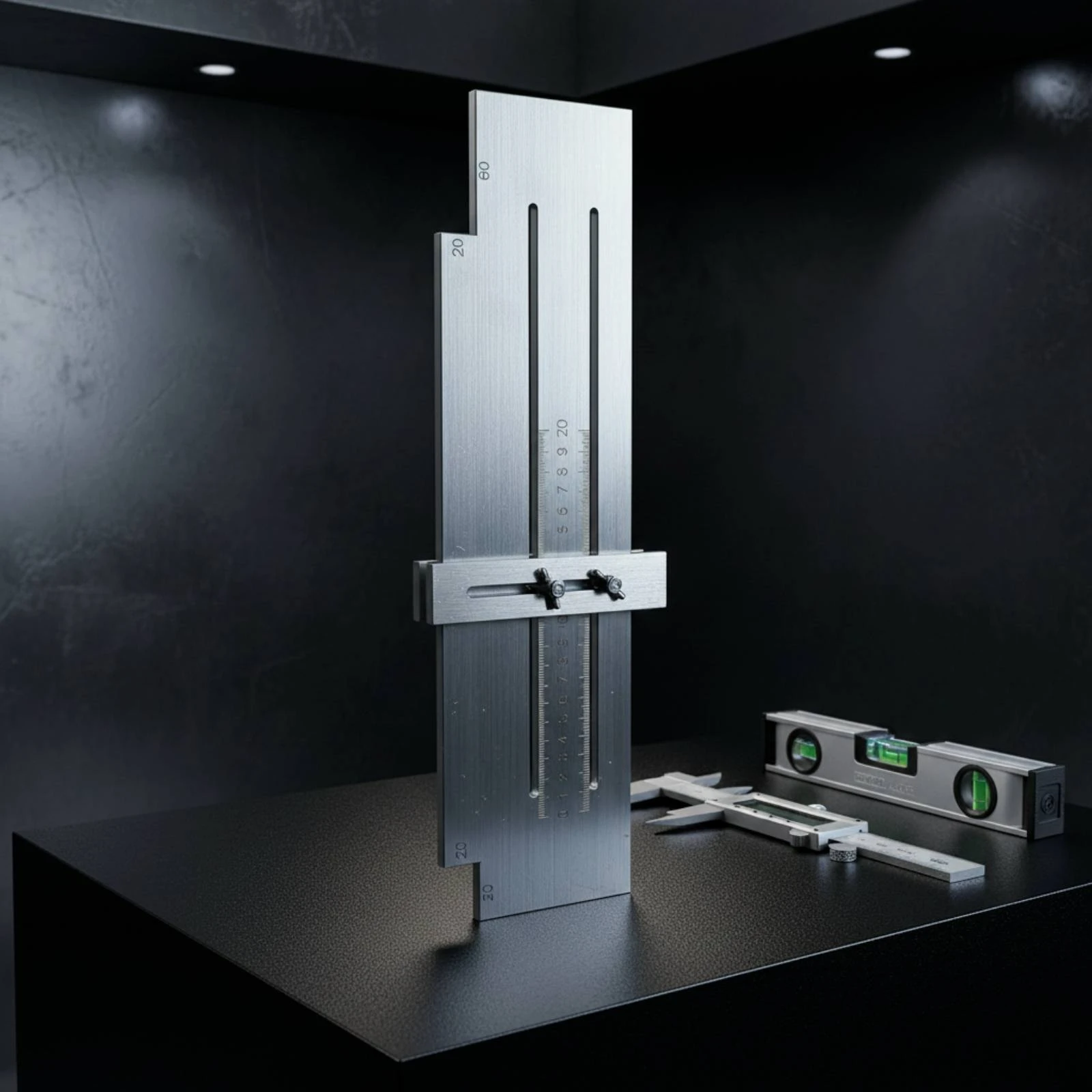 Stainless Steel Leveling Board with Adjustable Crossbar Heavy Duty Alignment Plate Plaster Line Tool for Renovation