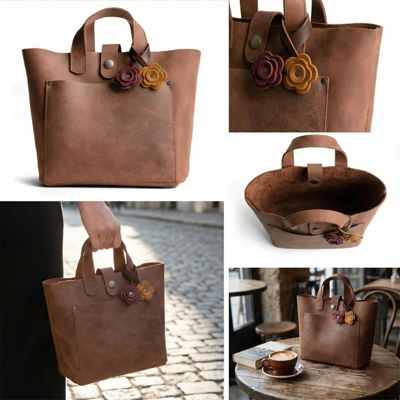 レトロエレガントローズバッグチャーム PU バッグペンダントフレンドリーなデザインクイックアタッチ機能ハンドバッグファッションアクセサリー 6XDA