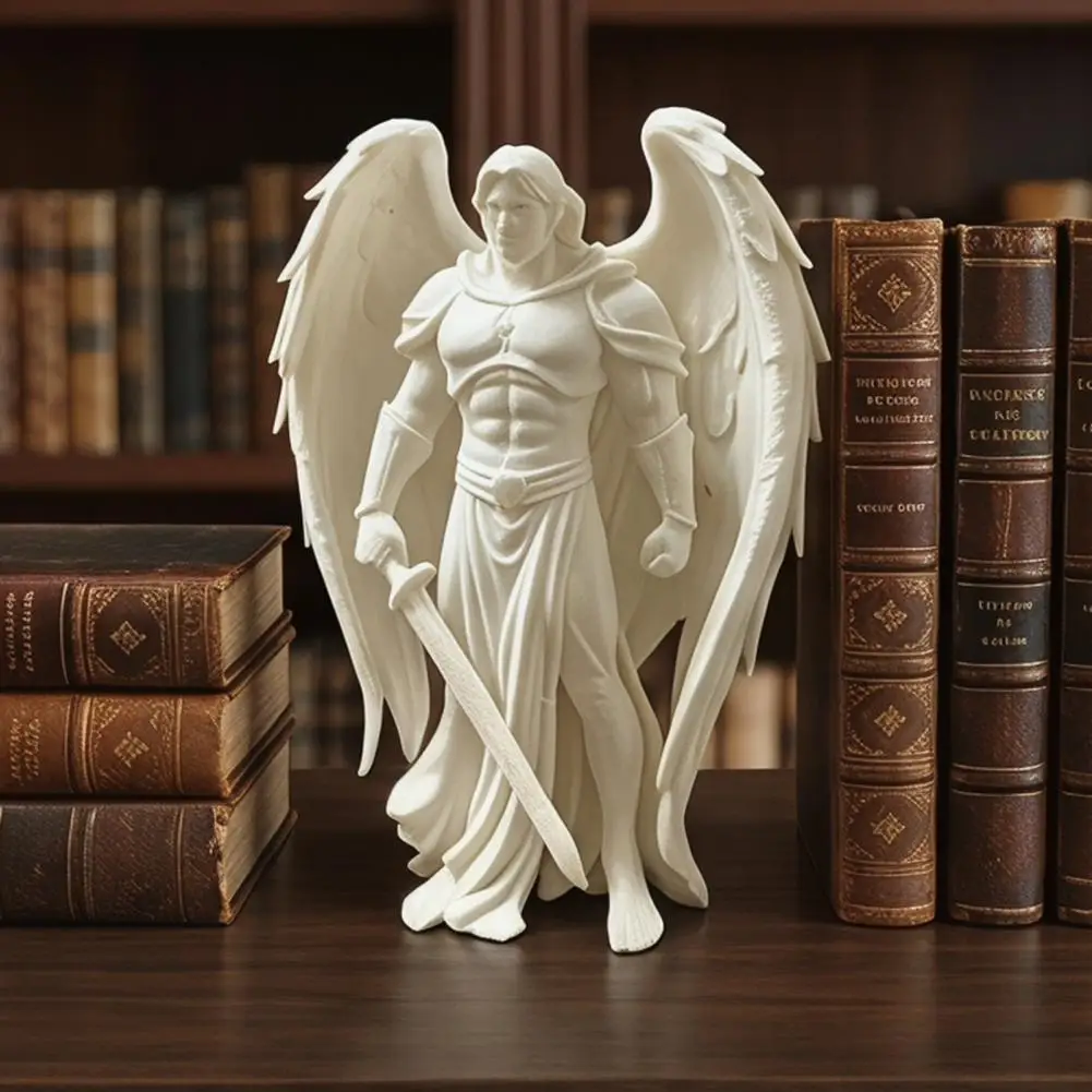 3D Printed Winged Male Angel Figurine Ornament White Angel Statue with Stable Base Desktop Home Display Decor Art Gift