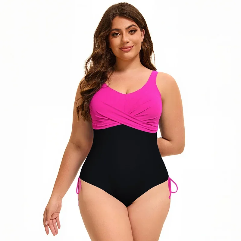 Women's Plus Size Swimsuit One Piece Bathing Suit Tummy Control Block Colors Swimwear Summer Wear