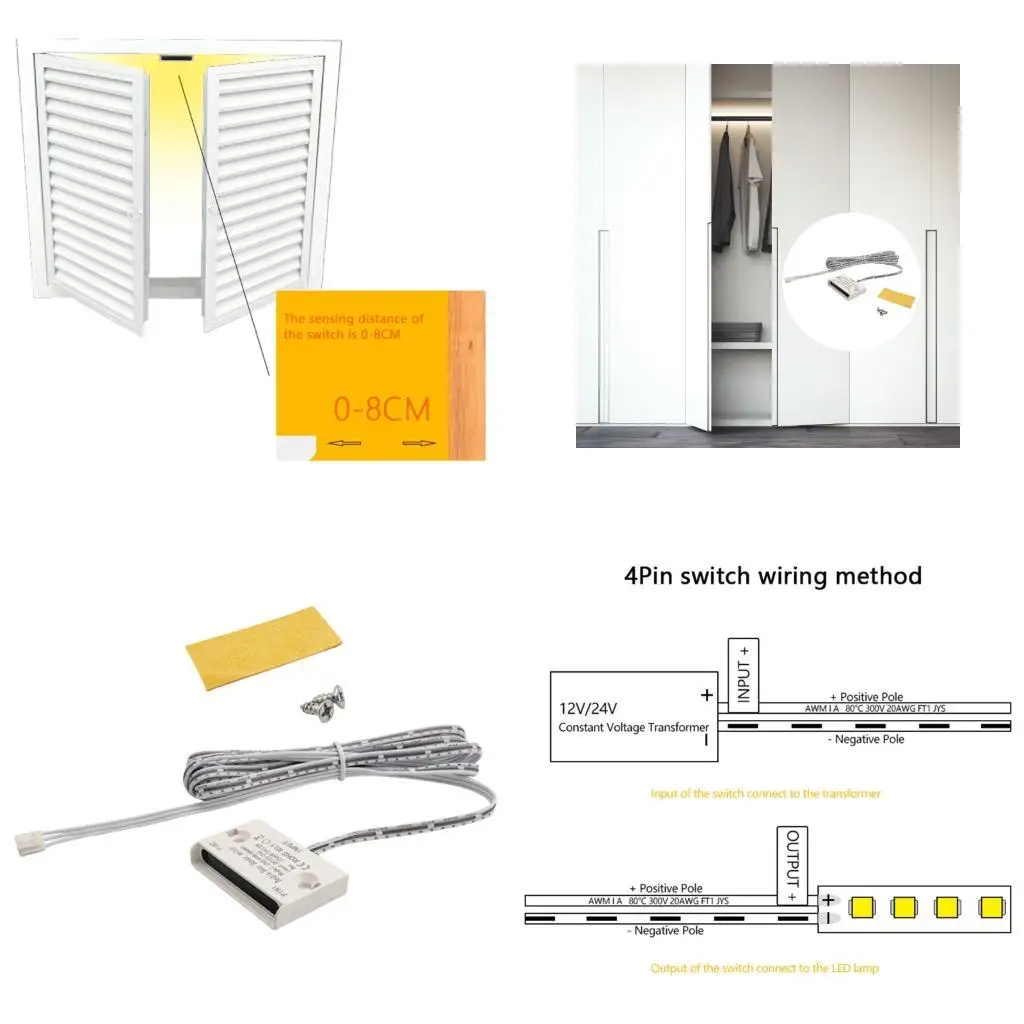 

Y1ud 2pcs Дверь шкафа открыть/закрывать датчики переключатели замена автоматического включения/выключения дверей открытые для