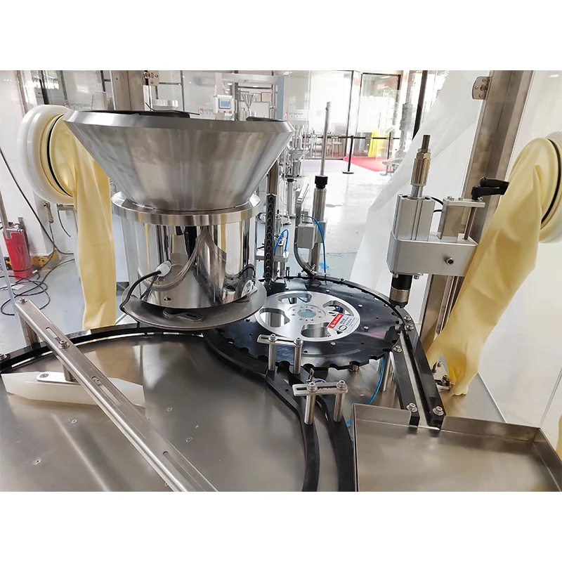 ماكينة تعبئة قارورة/زجاجة صغيرة سعة 1/2 مل 3 في 1 | حشو زجاجي/بلاستيك، سدادة، كابر قطعة واحدة #6