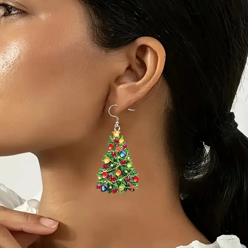 كرنفال عيد الميلاد الملونة شجرة عيد الميلاد شقة الاكريليك الأقراط خمر مهرجان جو تنوعا الملحقات