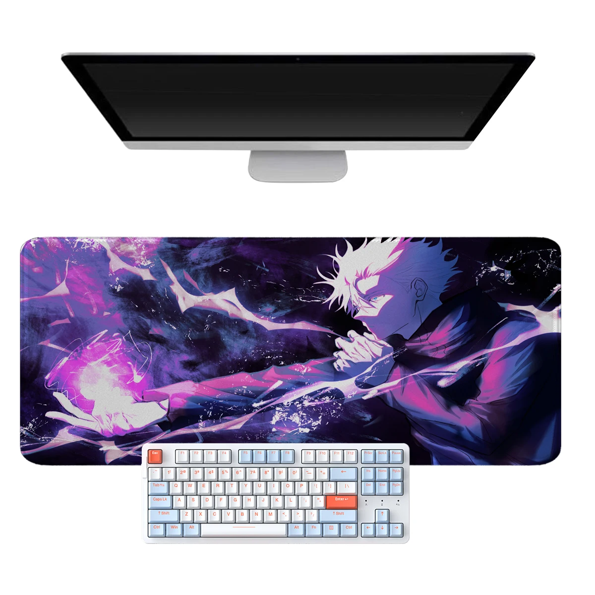 Anime Gaming Mouse Pad Large Desk Mat with Non-Slip Rubber Base Jujutsu Kaisen Gojo Satoru Game Mousepad Laptop Computer Mat