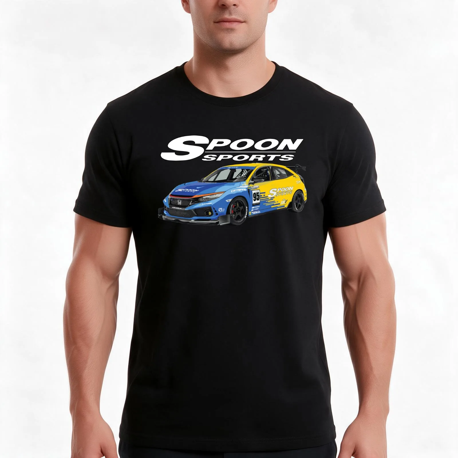JDM Spoon CTR Race Car Hatch T-Shirt, Summer Casual Cotton Tee, Oversized Streetwear Tops, Vintage Graphic Print, 100% Cotton