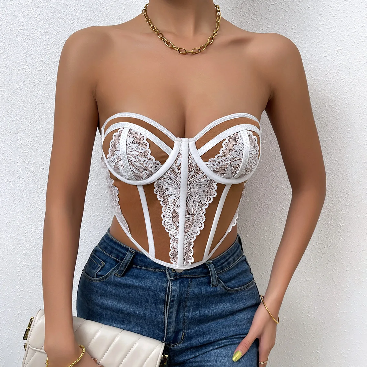 Corsetto Crop Top Sexy Bustier con ferretto Y2k Slim Fishbone canotta estate Chic senza maniche Camis abbigliamento donna tendenza 2024