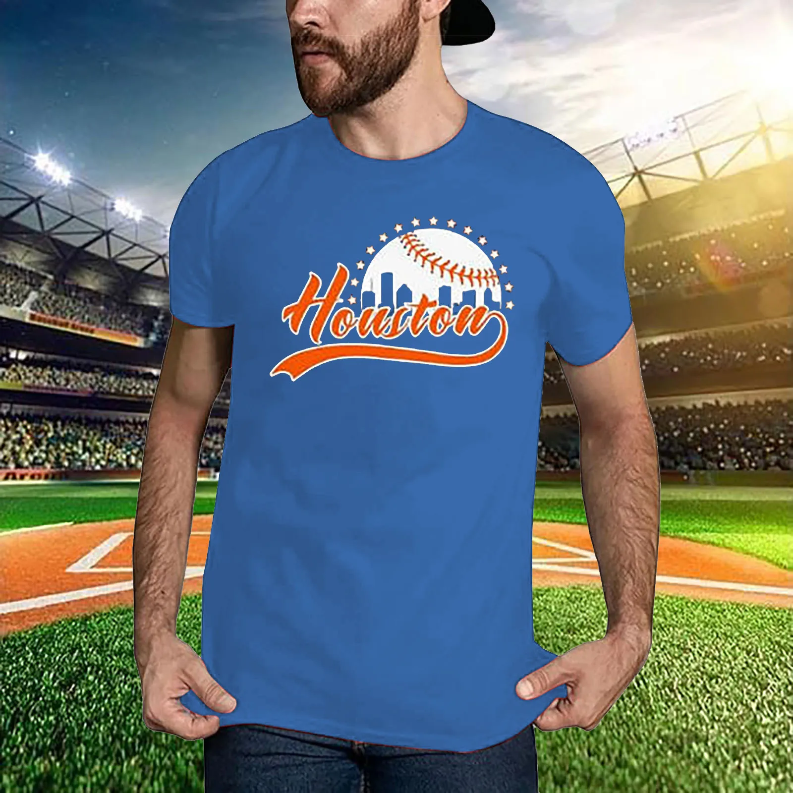 Classical City Men's Apparel For Baseball Fans Short Sleeve Shirt Cityscape Skyline Shirt Men T Shirts Fashion Designer