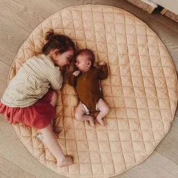 Baby Cotton for Play Mat Round Solid Color Cushion Soft Breathable Crawling Pad Kids Floor Rug Game Toy Blanket Gym Mat