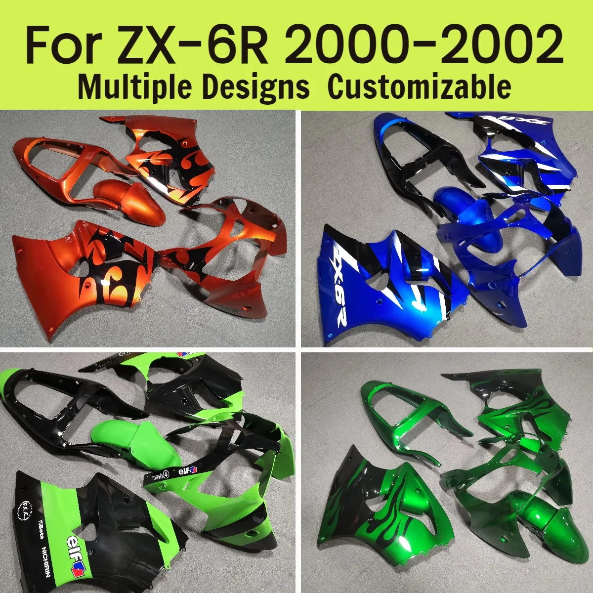 

Cool Fairing Set for Kawasaki ZX6R 2000 2001 2002 Aftermarket Motorcycle Fairings Plastic Kit ZX 6R 00 01 02
