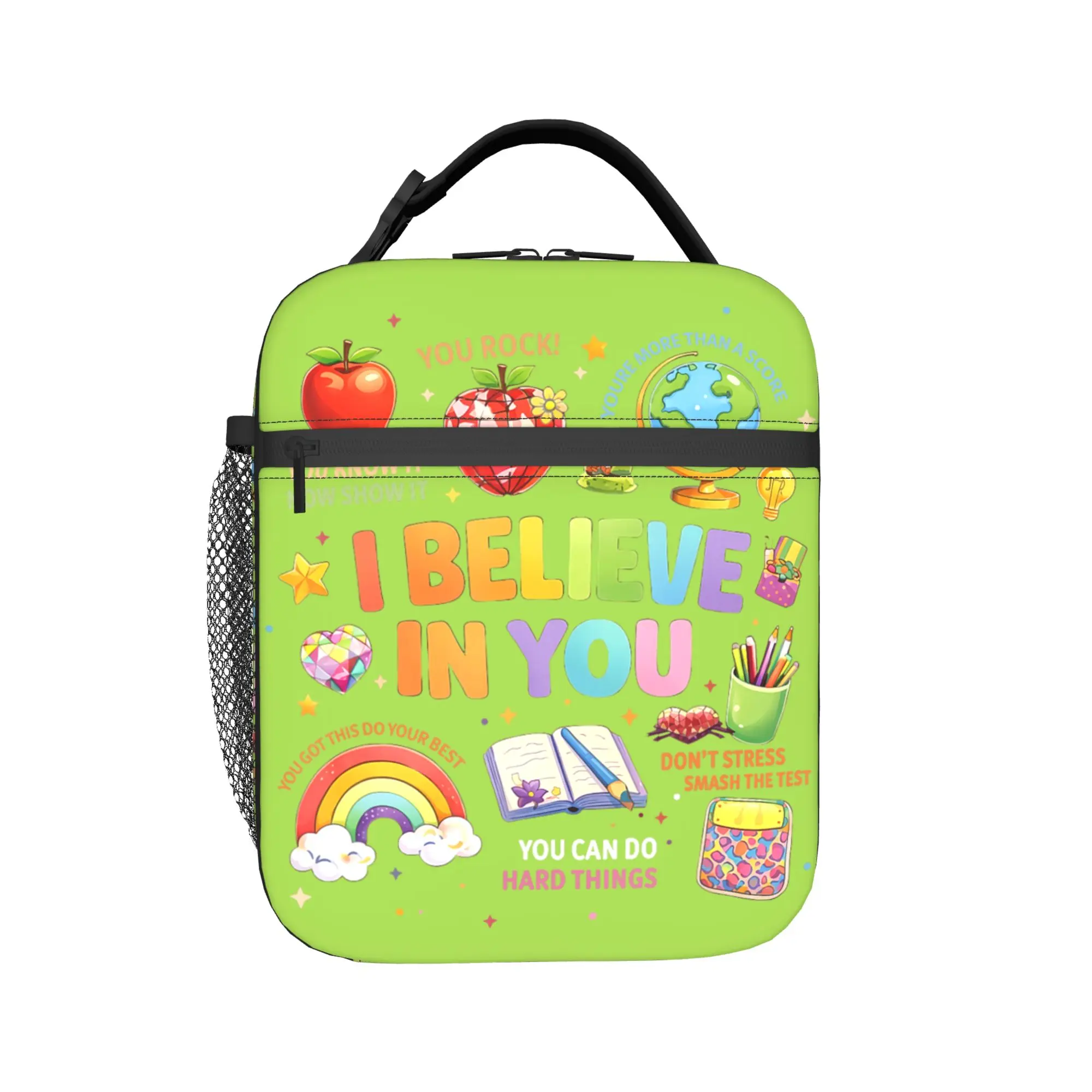 Groovy Test Day Teacher I Believe in You Shirt Testing Day Lunch Bag  Casual Lunch Box For Child Travel Cooler Bag Thermal Tote
