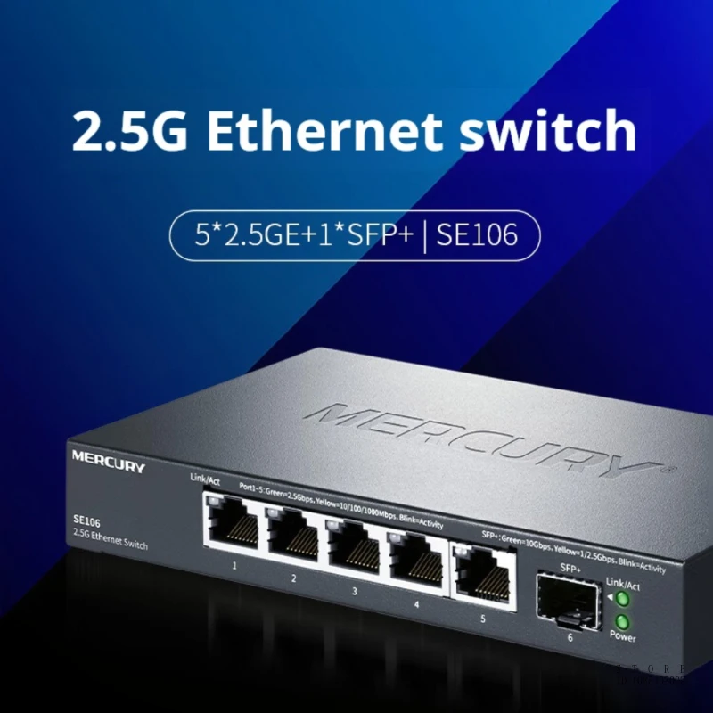 MERCURY 5-port 2.5G Switch 2500mbps Rj45, 5*2.5GE+1*SFP+ Port , Network Hub and Splitter, Plug and Play,10g Sfp Switch ,SE106