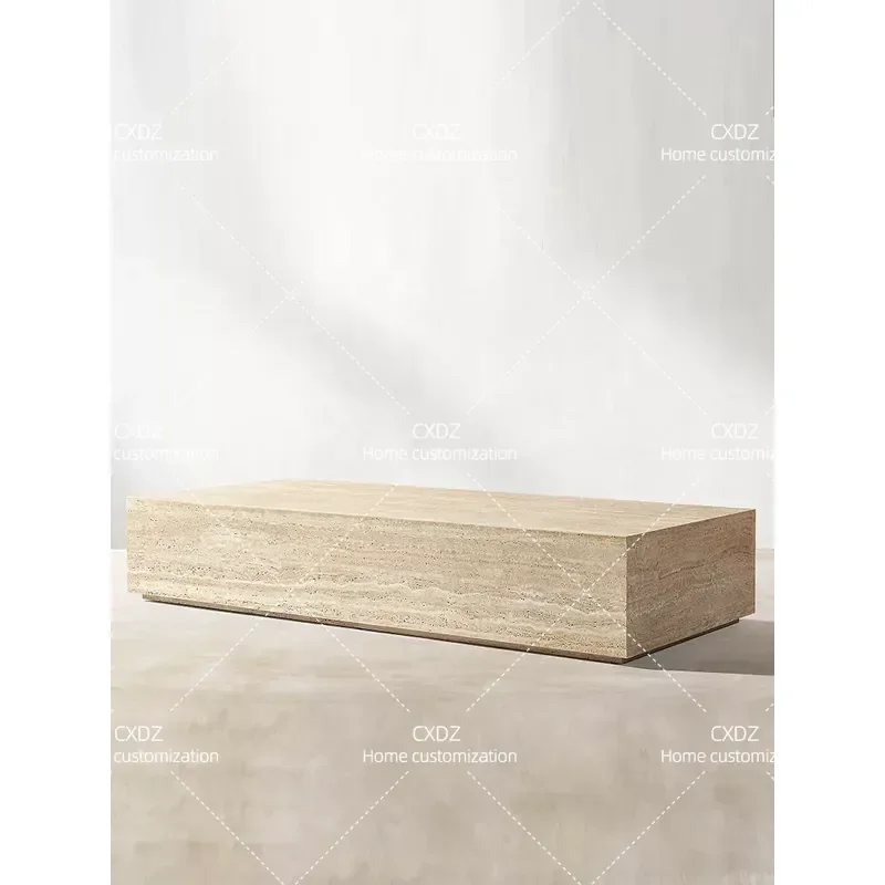 Wabi Sand wind travertine rectangular living room coffee table household light luxury designer tea table villa small