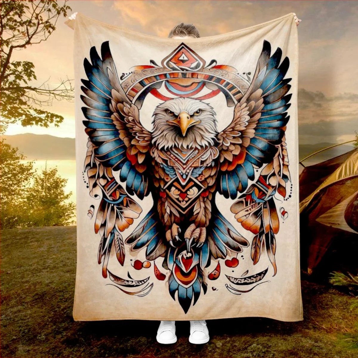 

Южный стиль, богемный, коричневые тона, винтажное ощущение, фланелевое одеяло с индивидуальным рисунком - для кроватей, диванов, офисов, путешествий,