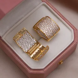 2025 French new design fashion jewelry silver plated luxury full zircon earrings Elegant women's evening party accessories