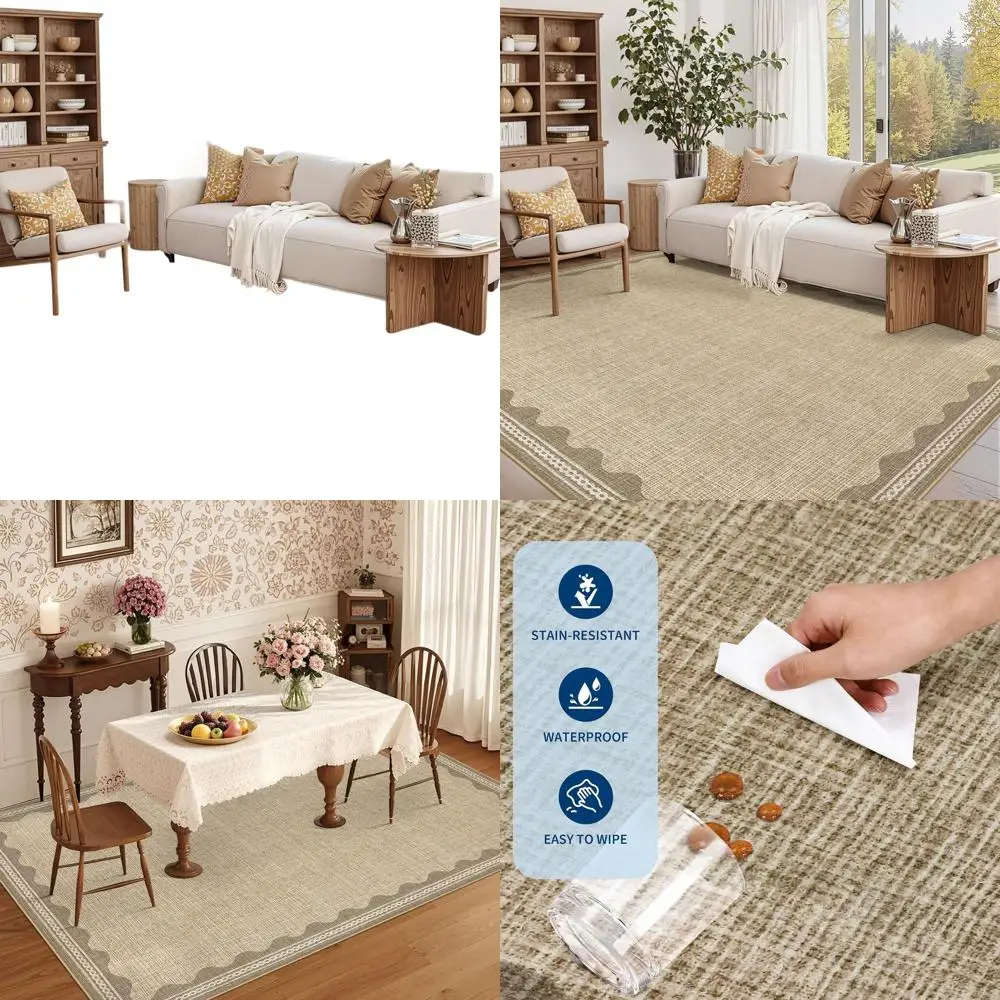 

Мягкий джутовый ковер с низким ворсом, цвета тан, моющийся, 6x9 футов, для гостиной, спальни, столовой и детской комнаты, с нескользящим резиновым основанием