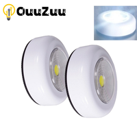 2pcs LED Battery Powered Wireless Night Light Stick Tap Touch Push Security Closet Cabinet Kitchen Wall Lamp