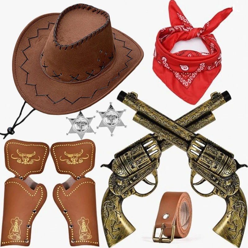 

Children's Hip Hop Cowboy Accessories Outfit Scarf +Holster Hat +Belt Holster Clothing Accessories for Halloween Carnival Party