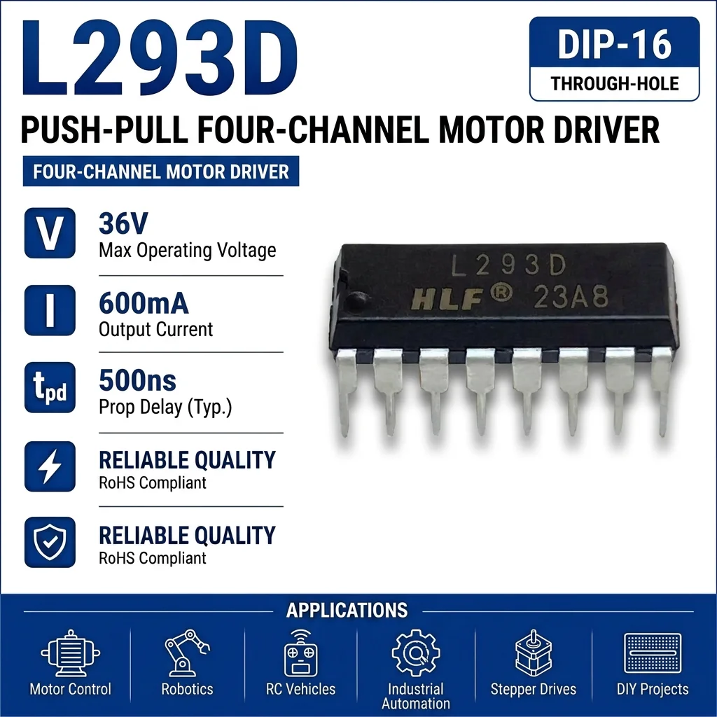 (25 pcs) L293D DIP-16 / L293DD SOP-20 L293 Quadruple Half-H Bridge Motor Driver