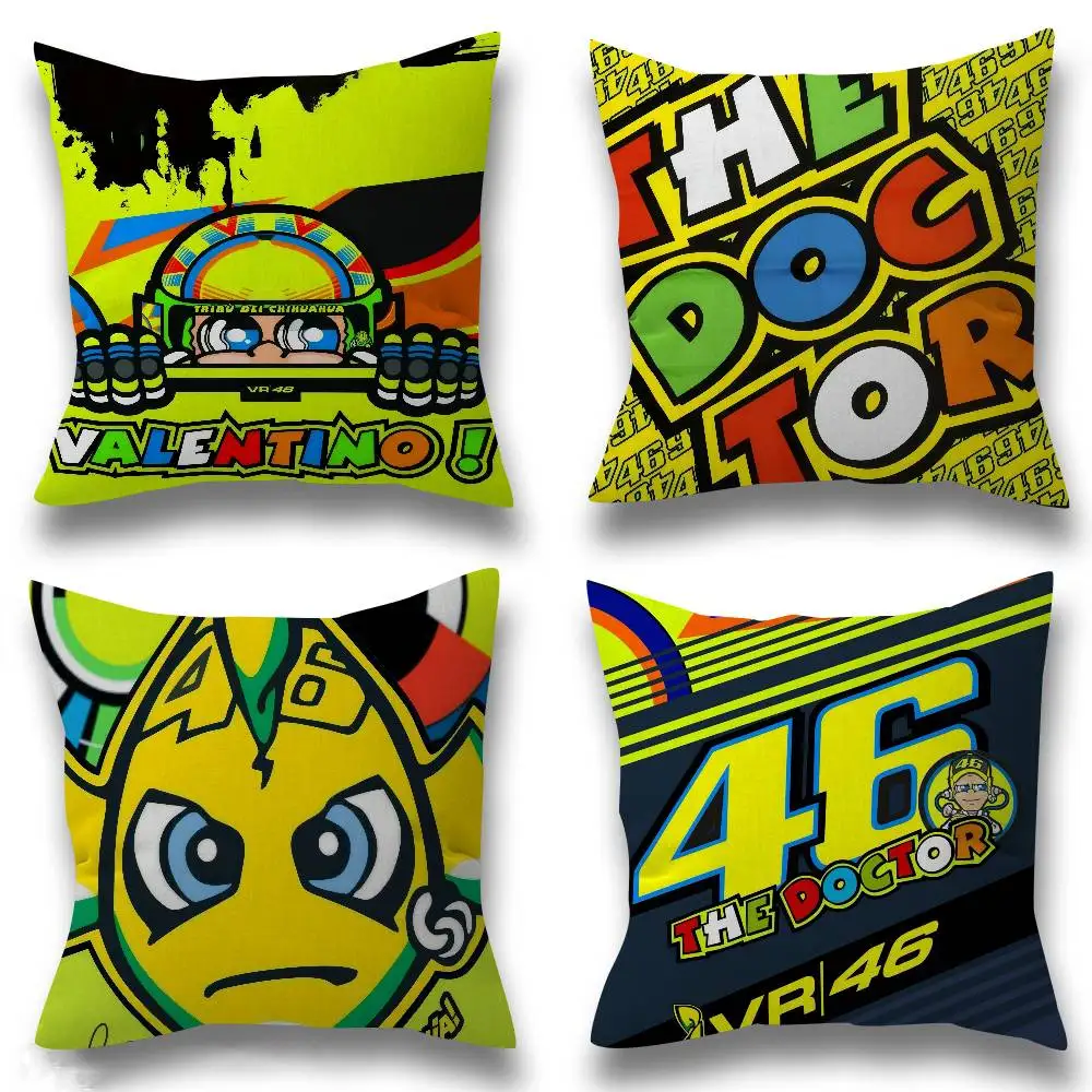 V-Valentino Moto Gp R-Rossi 46 Federa decorativa per estetica d'interni, decorazione per la casa, camera da letto, divano, letto, copricuscino 45x45