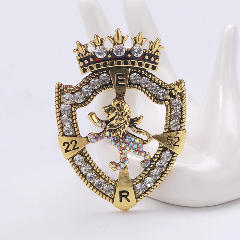 Koreanische Mode Strass Schild Krone Broschen Pins Löwe Tier Abzeichen Revers Pin männer Anzug Hemd Kragen Kleidung Zubehör – Detail 3
