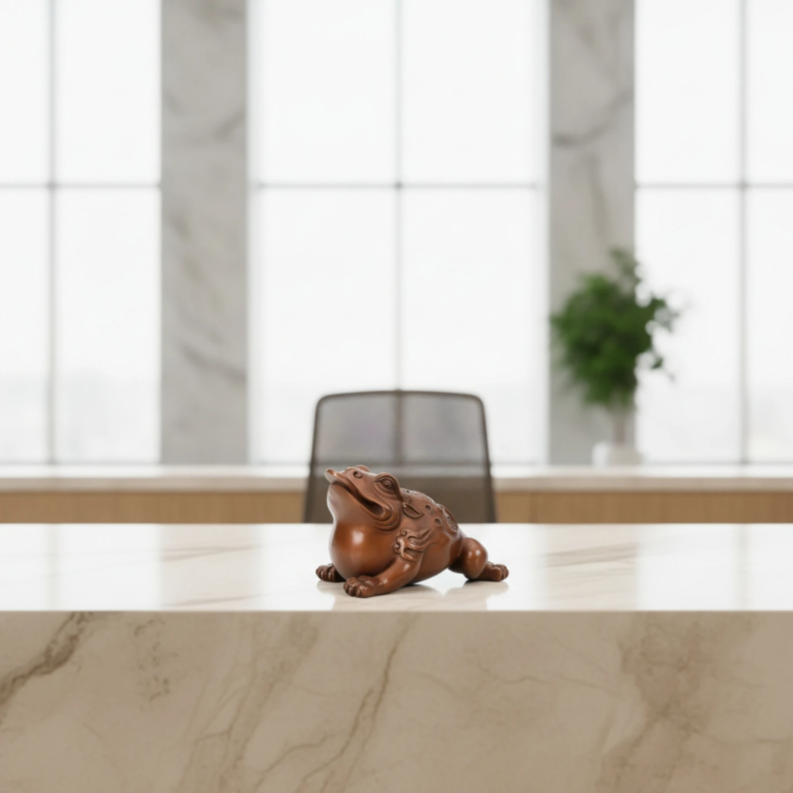 Fortune Toad Ornament Decorative Three-Legged Toad Figurine Statue Compact Desk Decor Good Luck for Office, Living Room