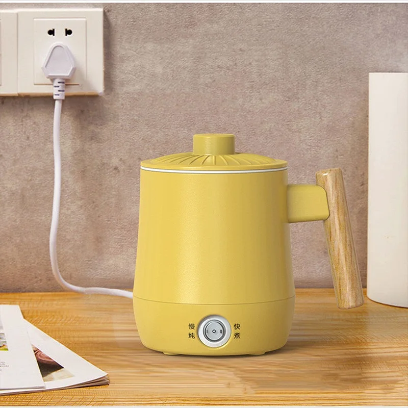 Chaleira elétrica portátil, Copo de água de isolamento quente, forro antiaderente, panela de macarrão, copo elétrico, panela de arroz, 220V, 600ml