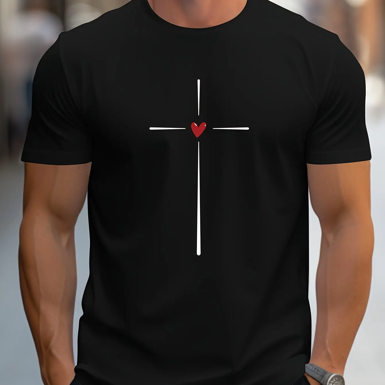 

Мужская летняя свободная футболка из 100% хлопка с графическим принтом Love Heart, облегающая повседневная спортивная футболка с круглым вырезом и короткими рукавами, топ Hentai