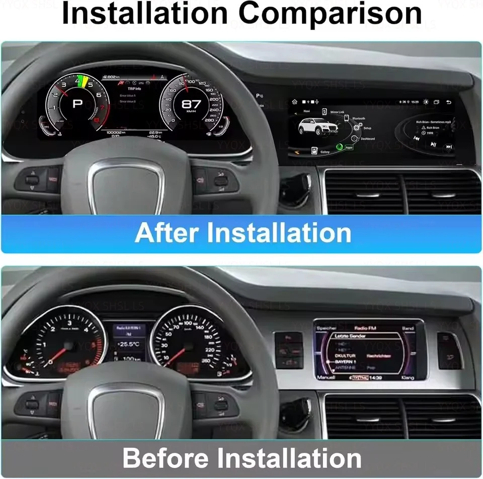 12.3+10.25“ For Audi Q7 2006-2015 Android Car Radio GPS Navigation Stereo Device Wireless Carplay Stereo Multimedia Video Playe