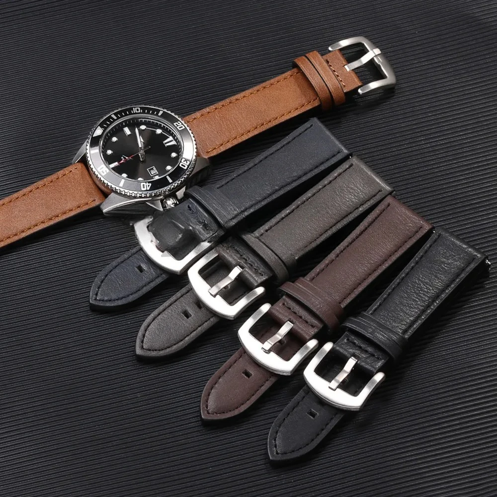 جلد طبيعي الساعات الإفراج السريع حزام (استيك) ساعة 20 مللي متر 22 مللي متر Smartwatch حزام ريترو براون الأسود الساعات اكسسوارات 2026