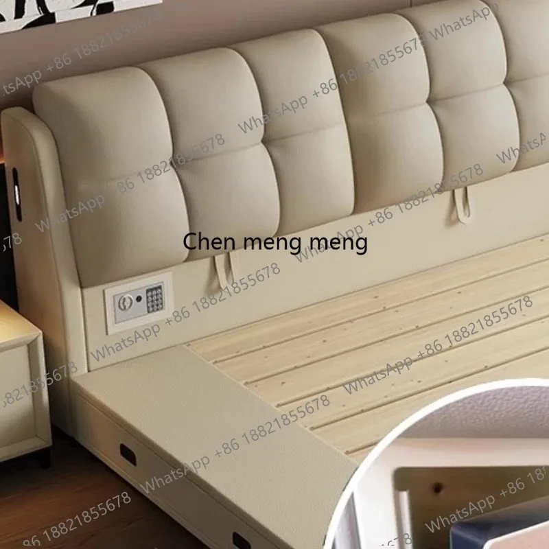 E136 180x200cm King Full Size Double Bed Leather Multifunctional Storage Twin Bed Frame Queen Luxury Cama Casal Bedroom Furnitur view 5