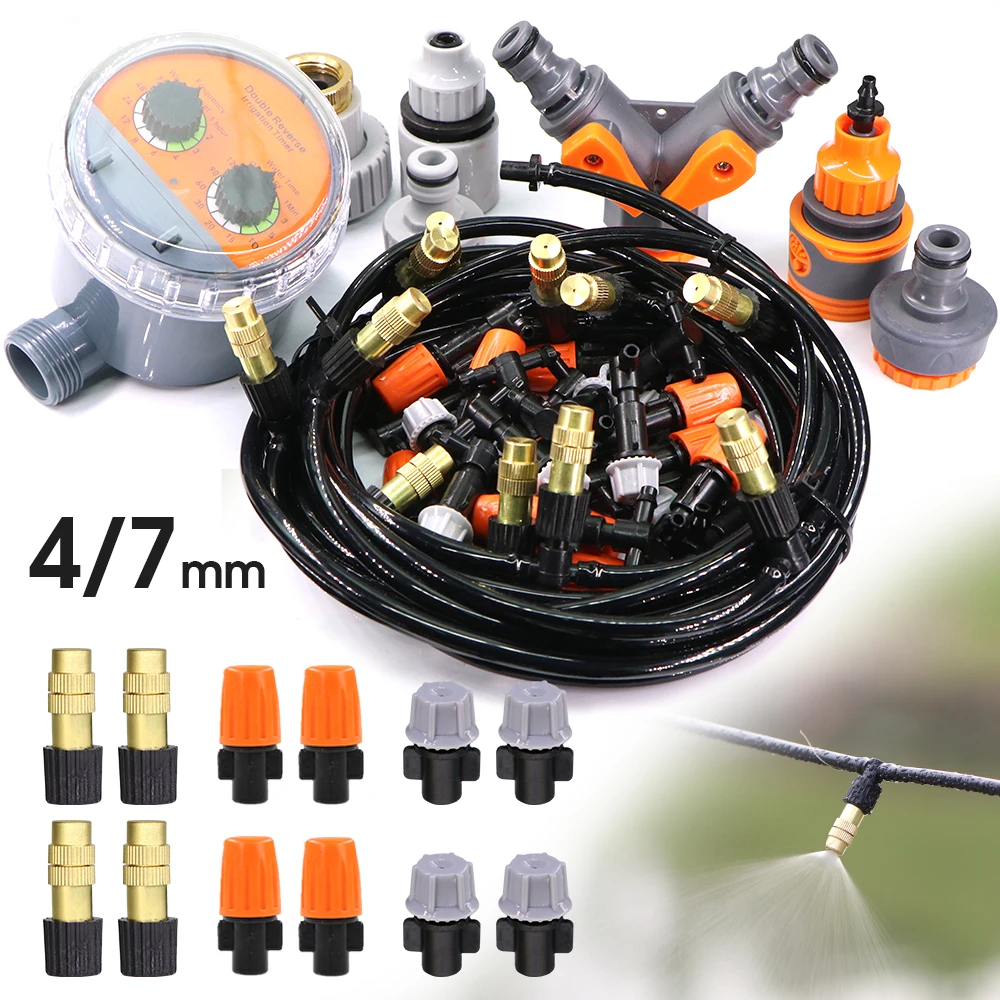 30-50M Automatic Garden Watering System Micro Drip Irrigation Sprayer Adjustable Nozzles Greenhouse Misting Cooling Sprinkler