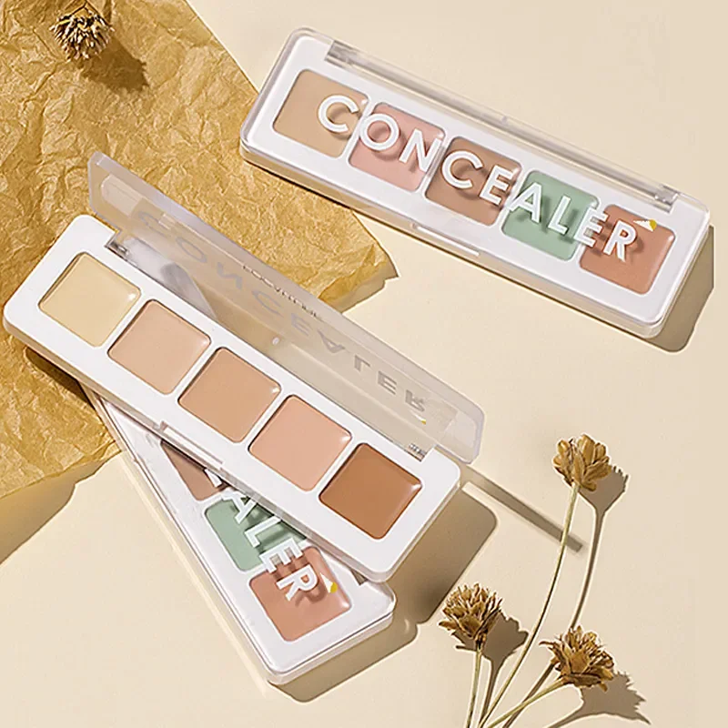 5 Color Concealer Palette Cover Acne Dark Dark Circles Face Concealer Foundation Long Lasting Brightening Face Ladies Cosmetics