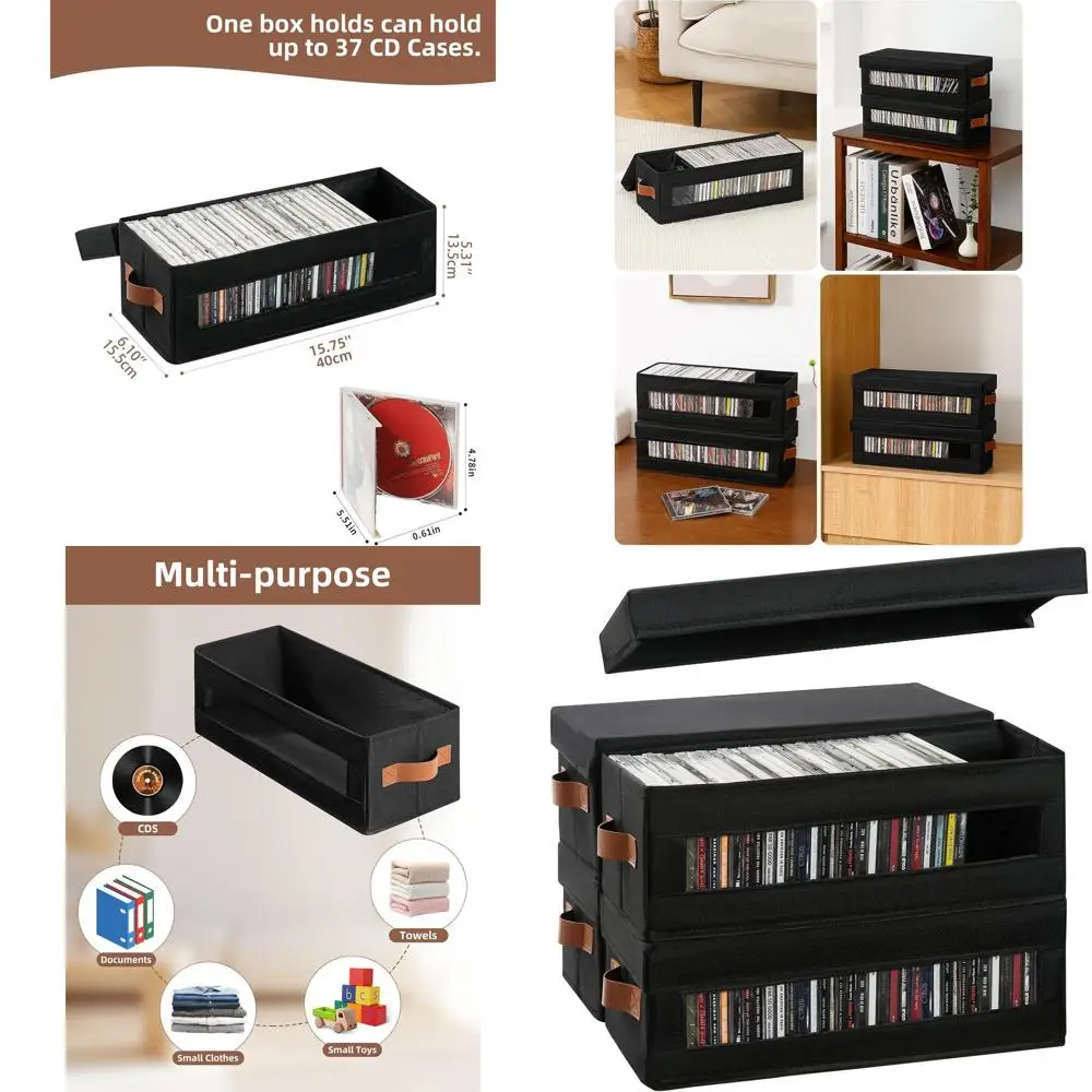 

Складной органайзер для CD-дисков с окном, вмещает 148 дисков, с пылезащитной крышкой и ручками, 15.75 x 6.10 x 5.31 - черный