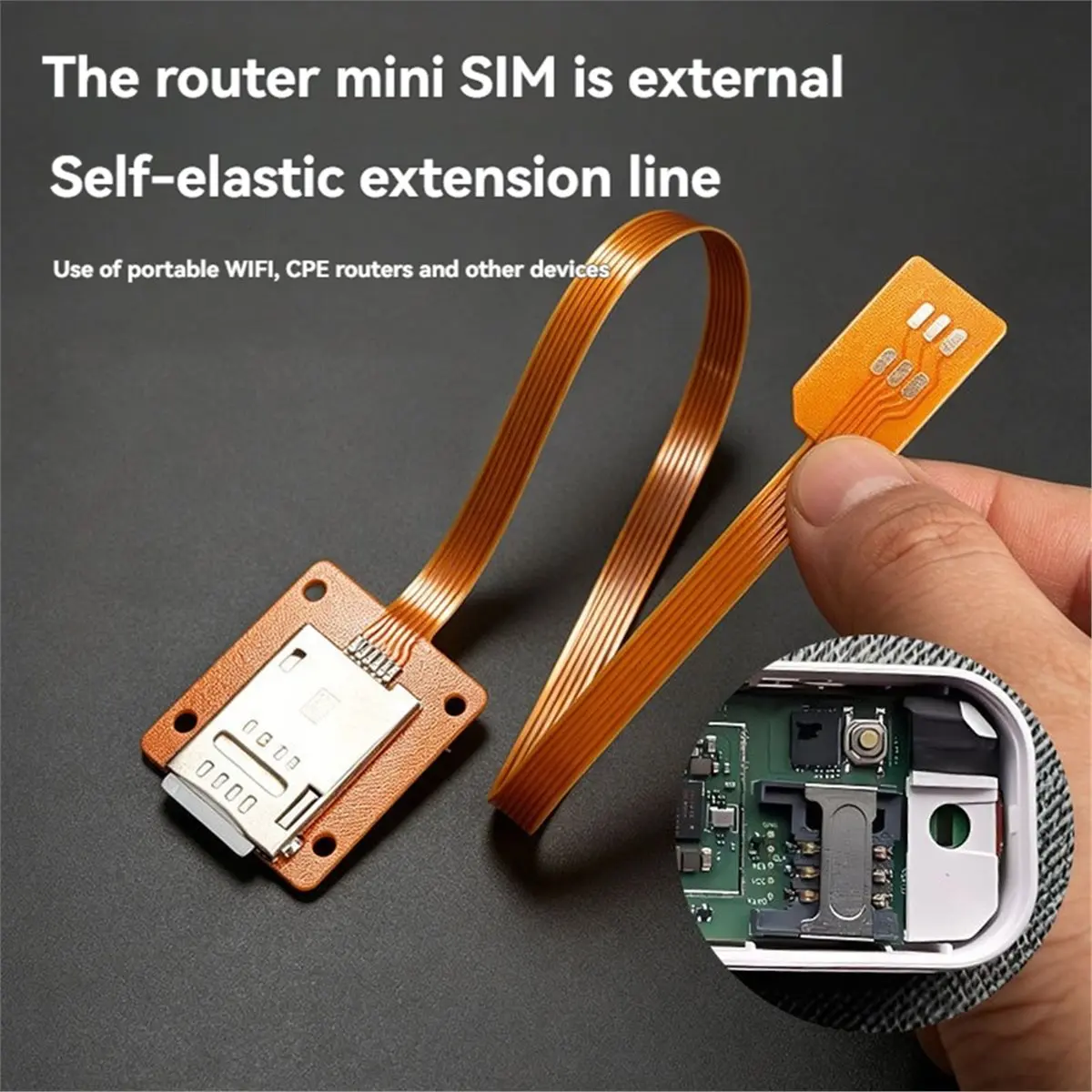 External Mini SIM Extension Cable for CPE Routers,Forward-Insertion Self-Ejecting SIM Card Slot for Mobile Phones
