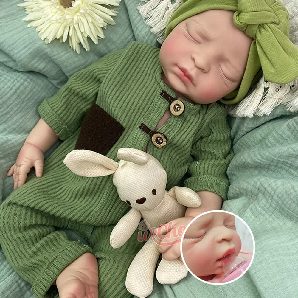 Doll Enthusiast 17Inch Full Washable Silicone Reborn Doll Newborn Sleeping Chubby DIY Hand-Painted Rebirth Doll Collectors Gift