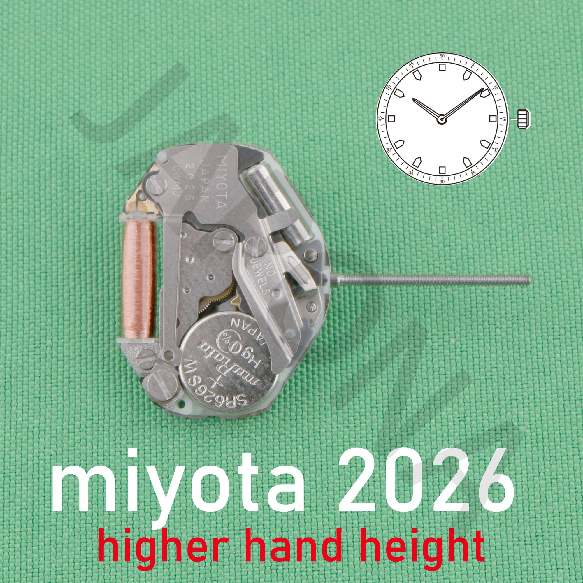 2026 movement japan miyota 2026 movement 2hands movement Higher hand height enables designs that take advantage of dial depth.