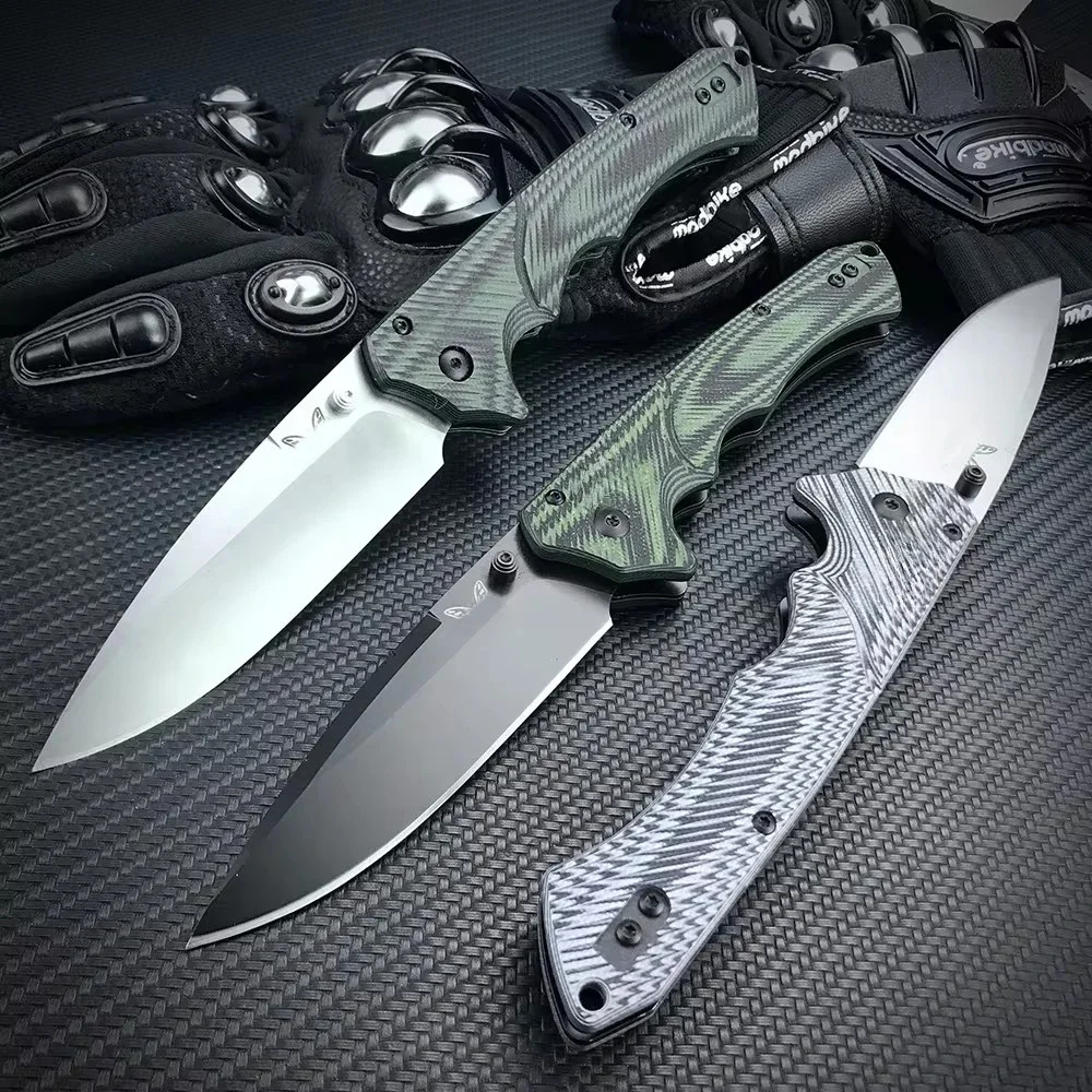 Tactical Knives BM 615BK-1401 Outdoor Pocket Knife Sharp Multifunctional Hunting Hiking Folding Blade Knife Two-tone G10 Handle