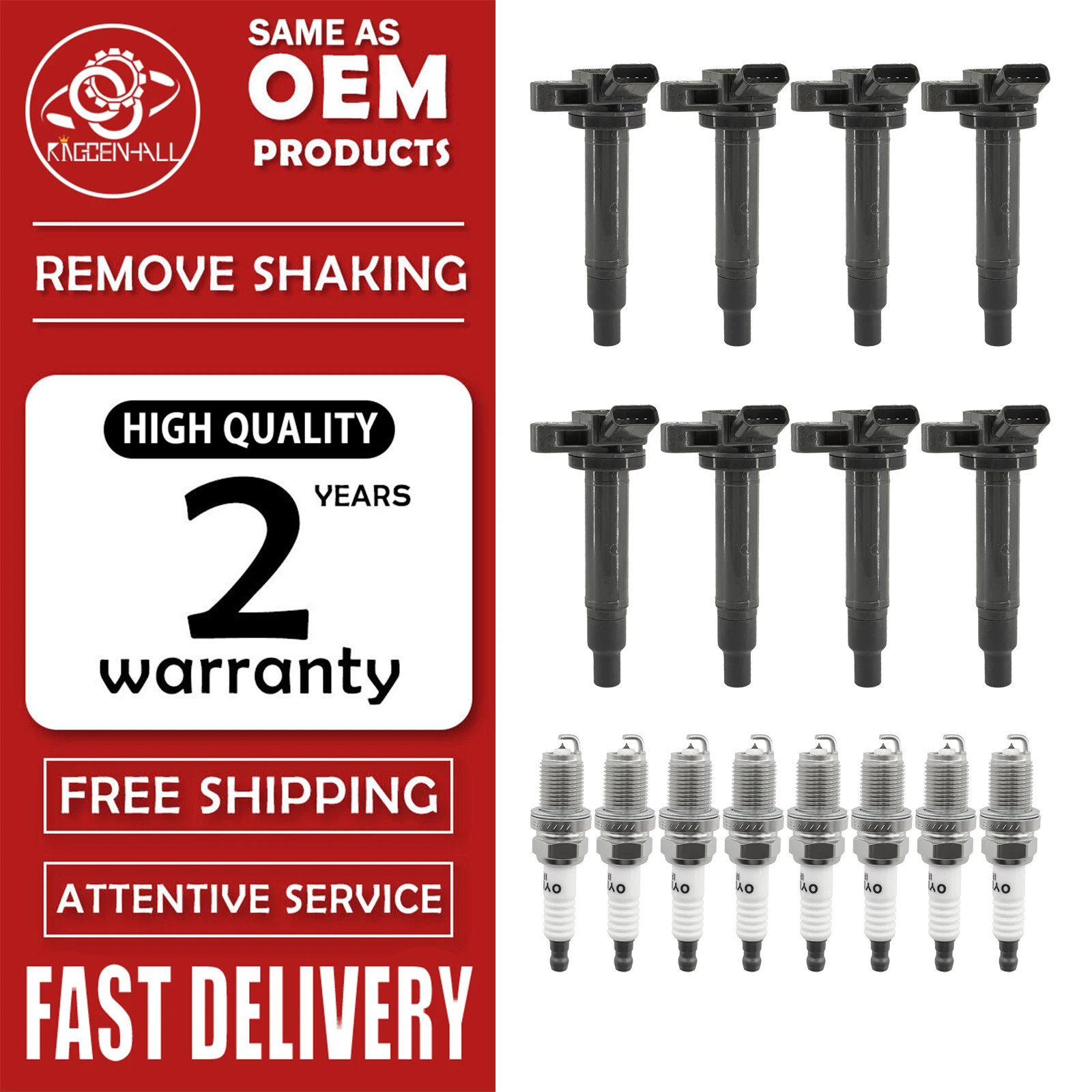 8Pcs Ignition Coil+Spark Plug For Tundra Sequoia LEXUS GS430 IS Sport Cross 200 LS430 LX470 9091902230 90919-02230