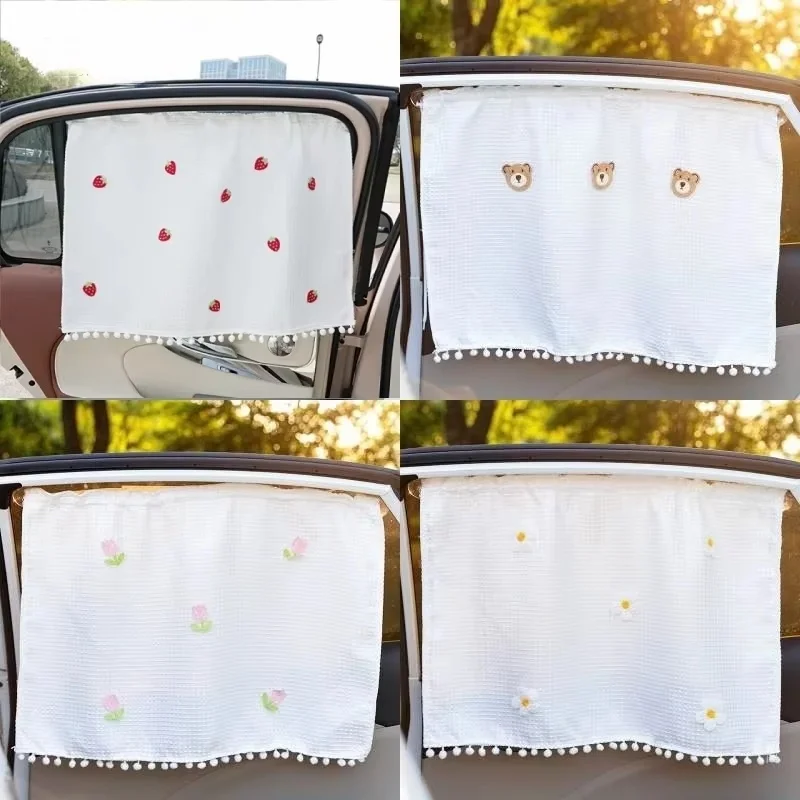 Suction Cup Curtain In The Car Window Sunshade Cover Cartoon Universal Side Window Sunshade UV Protection For Kid Baby Children