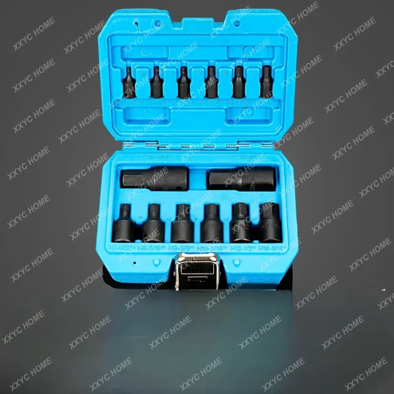 8-Piece Set 1/2 Dafei Pneumatic Hexagon Socket Wind Gun One-Piece Bit H5-H19 Electric Pneumatic Screwdriver Sleeves Set