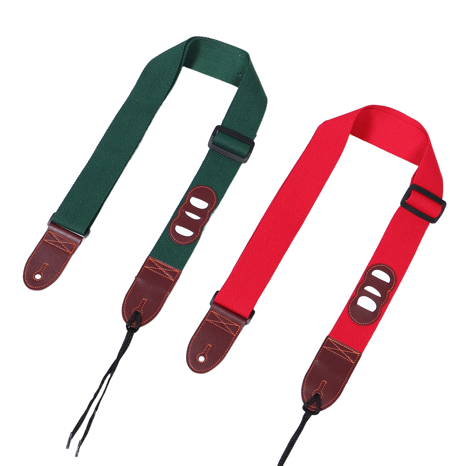 

2Pcs Guitar Strap Adjustable Red Green Polyester Universal Neck Strap Comfortable Acoustic Electric Bass Sling Pick Holder