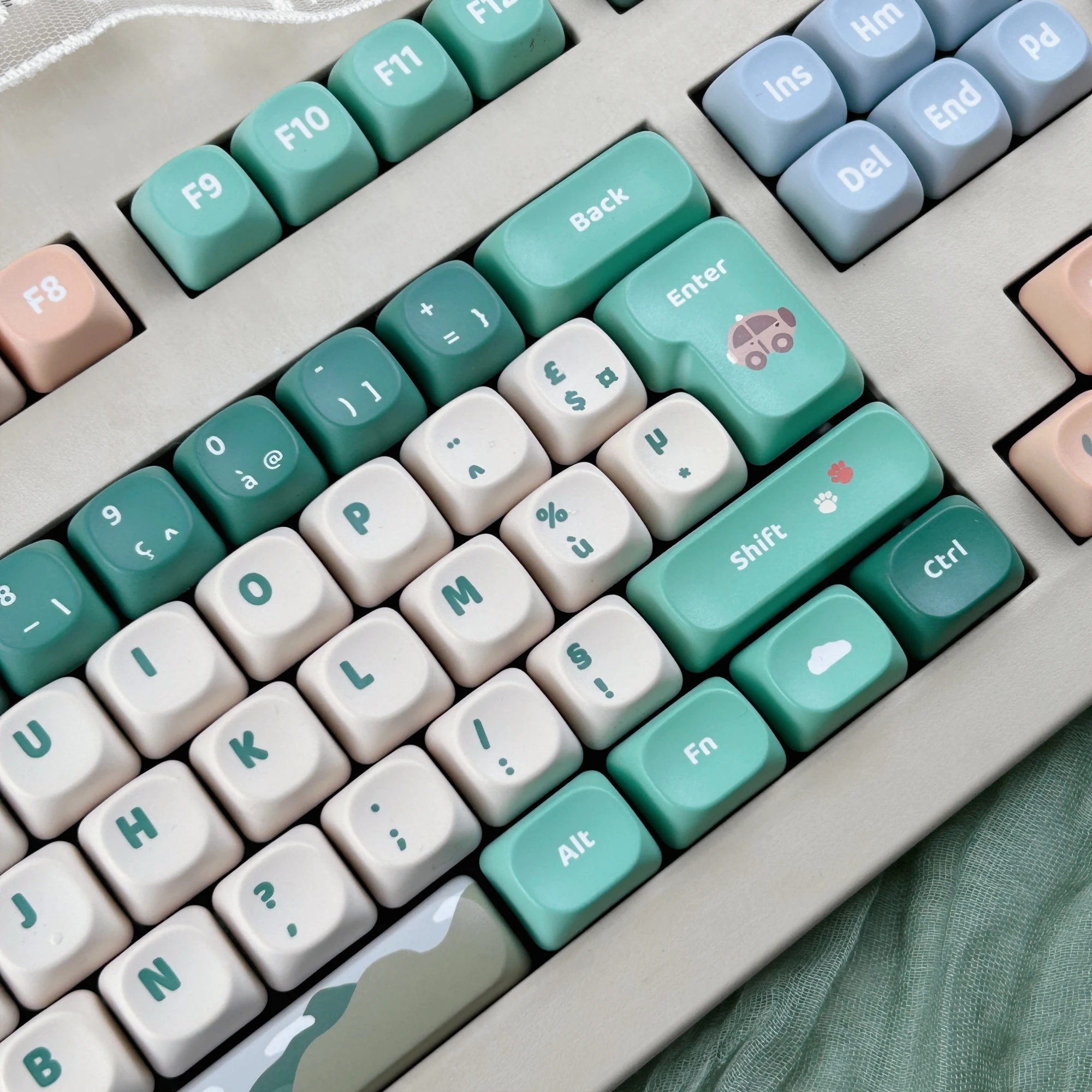 MAIMOOO French Keycaps MOA Profile PBT Custom ISO Azerty Layout FR Keycap Spring Outing Green Cute Mechanical Keyboard Keycaps