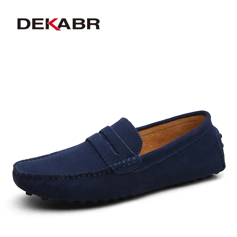 DEKABR, zapatos informales para hombre, zapatos de moda para hombre, mocasines de cuero genuino para hombre, mocasines sin cordones, zapatos planos