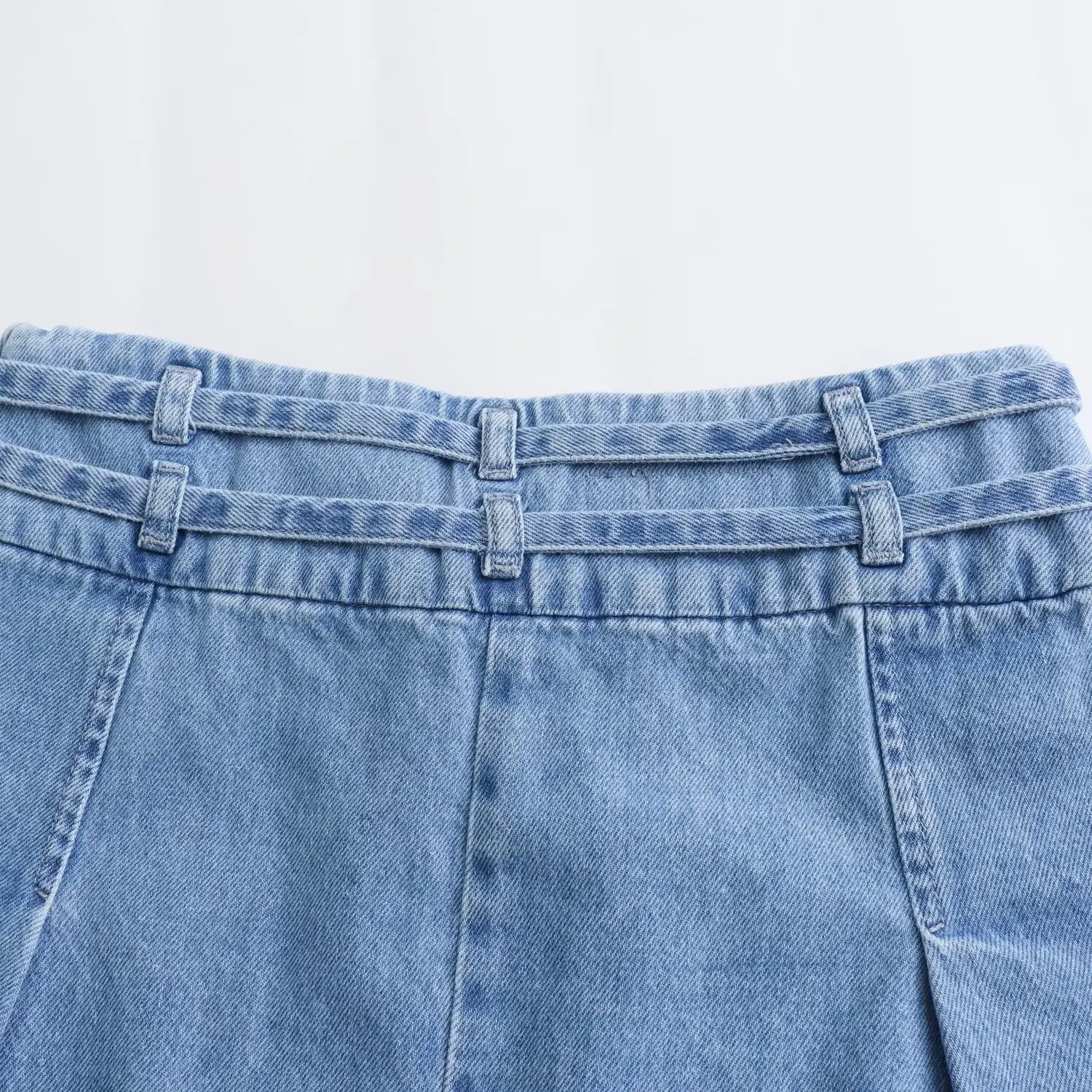 Mini saia jeans versátil e chique feminina com cinto, saia de cintura alta linha A vintage, moda casual, novo, 2024