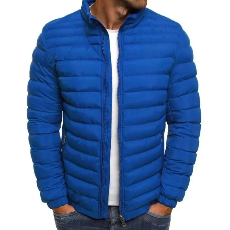 

Men's Jacket Casual Fashion Trendy Streetwear Jacket Stand Collar Solid Cotton Padded Jacket Warm Lightweight Windproof Coat