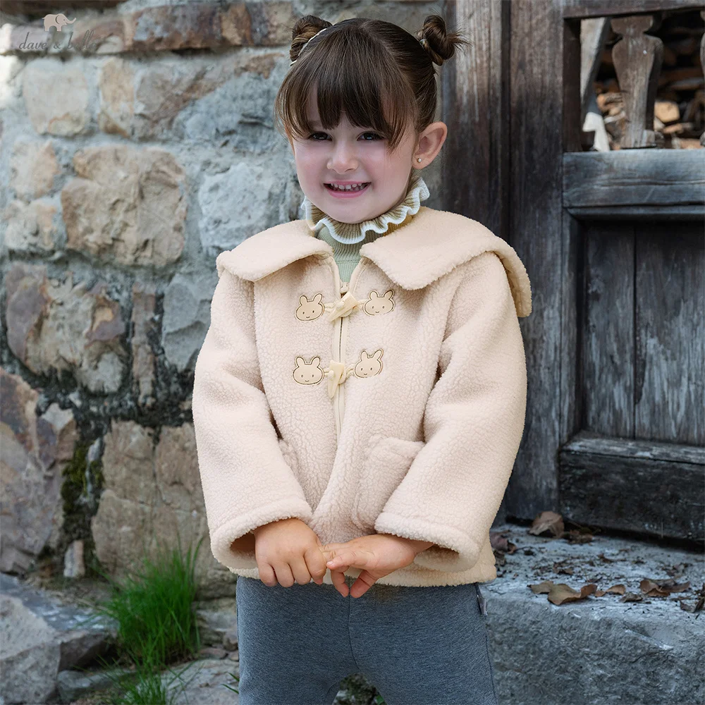 

Dave Bella Girls Plush Coat Autumn Winter Baby Warm Thicken Jacket Cute Button Fashion Top Outerwear Children Clothing DB4254904