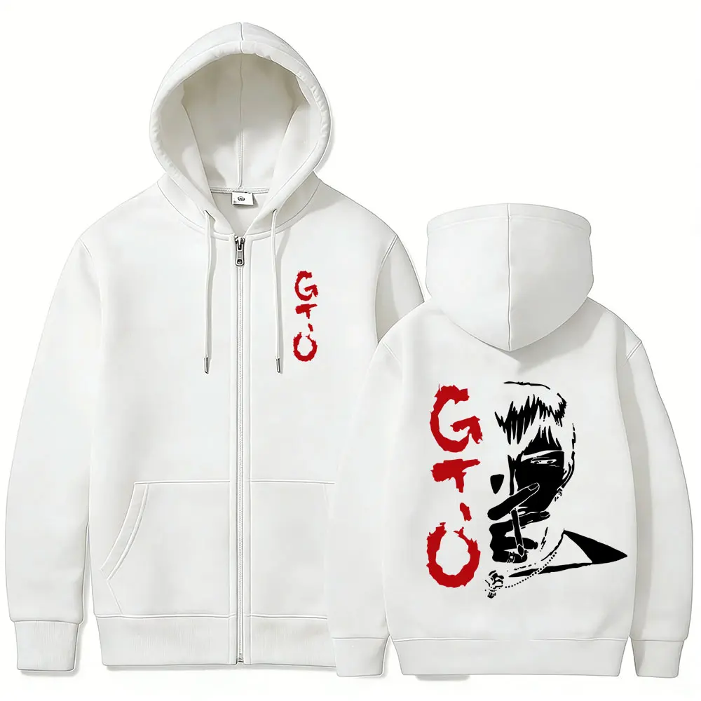 Anime Great Teacher Onizuka GTO Eikichi Onizuka Face Graphic Zipper Hoodie Herren Damen Vintage Oversized Manga Zip Up Jacke Mantel – Detail 7