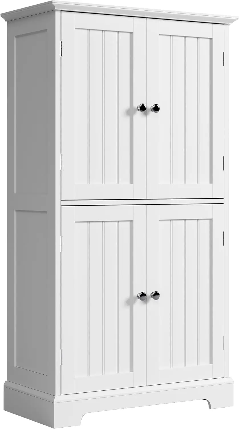 Freestanding Bathroom Storage Cabinet with Adjustable Shelves Metal Handles Magnetic Door Design Multipurpose Organizer for Bathroom Living Room Kitchen
